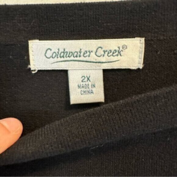 Coldwater Creek | Women's Black Think Knit Pullover 3/4 Sleeve Sweater Size 2X - Picture 7 of 9